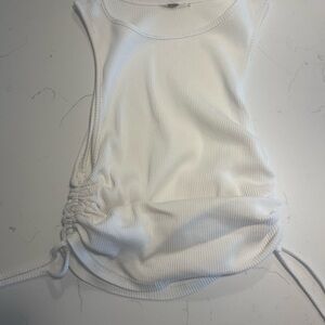 White Sleeveless Ribbed Top